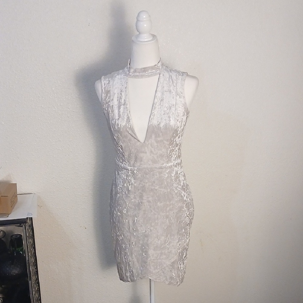 Charlotte Russe Silver Velvet Mini Dress